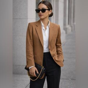 Vintage Yves Saint Laurent Camel Blazer Tailored USA Made S